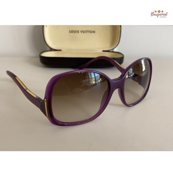 Authentic LOUIS VUITTON Violet Glitter Oversized Square Gina Sunglasses - Z0533W - Picture 9 of 12